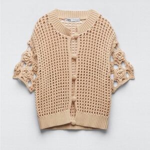 Zara crochet cream cardigan size L